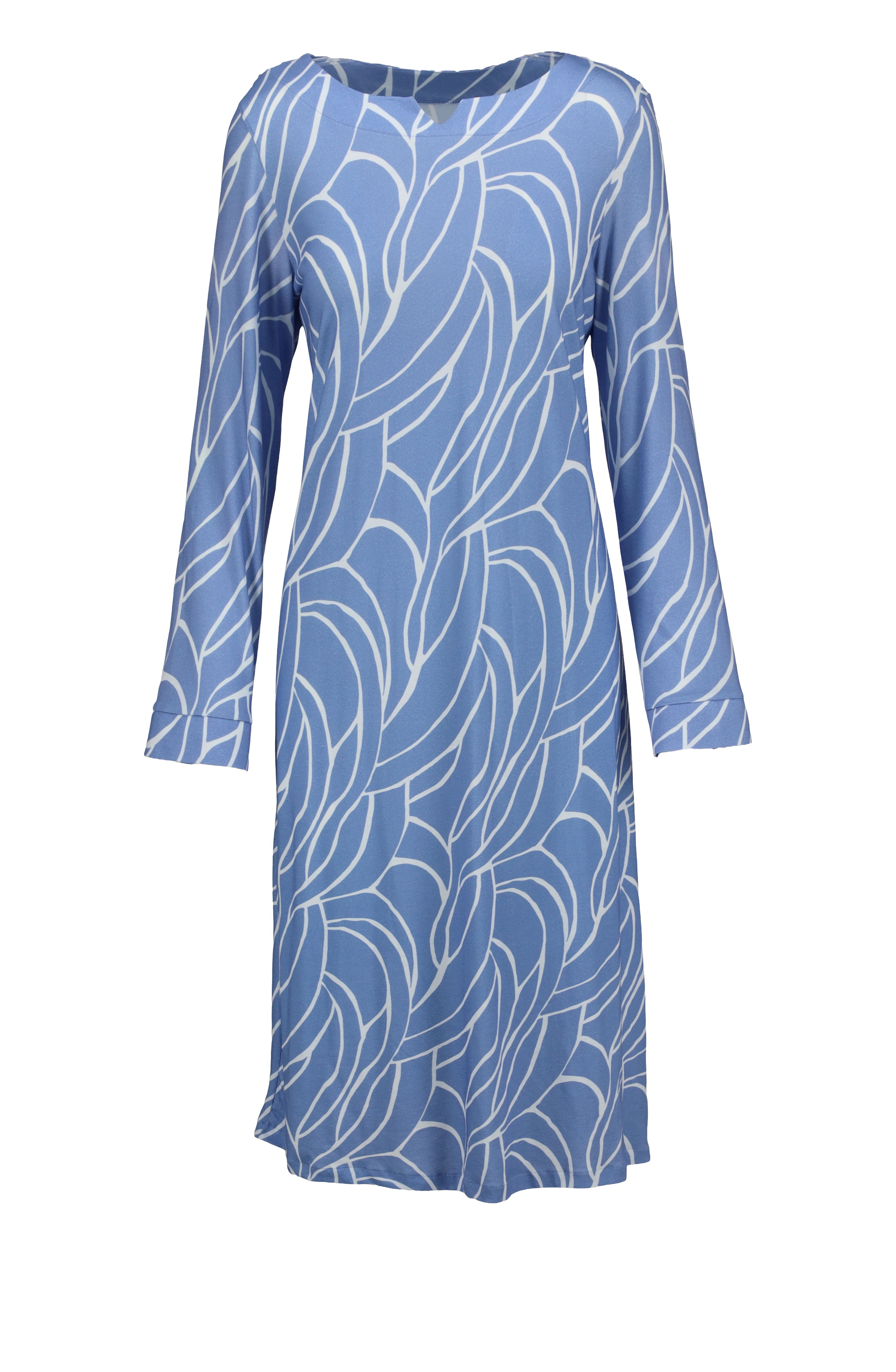 Sleepshirt mit Abstraktdessin auf blauem Fond