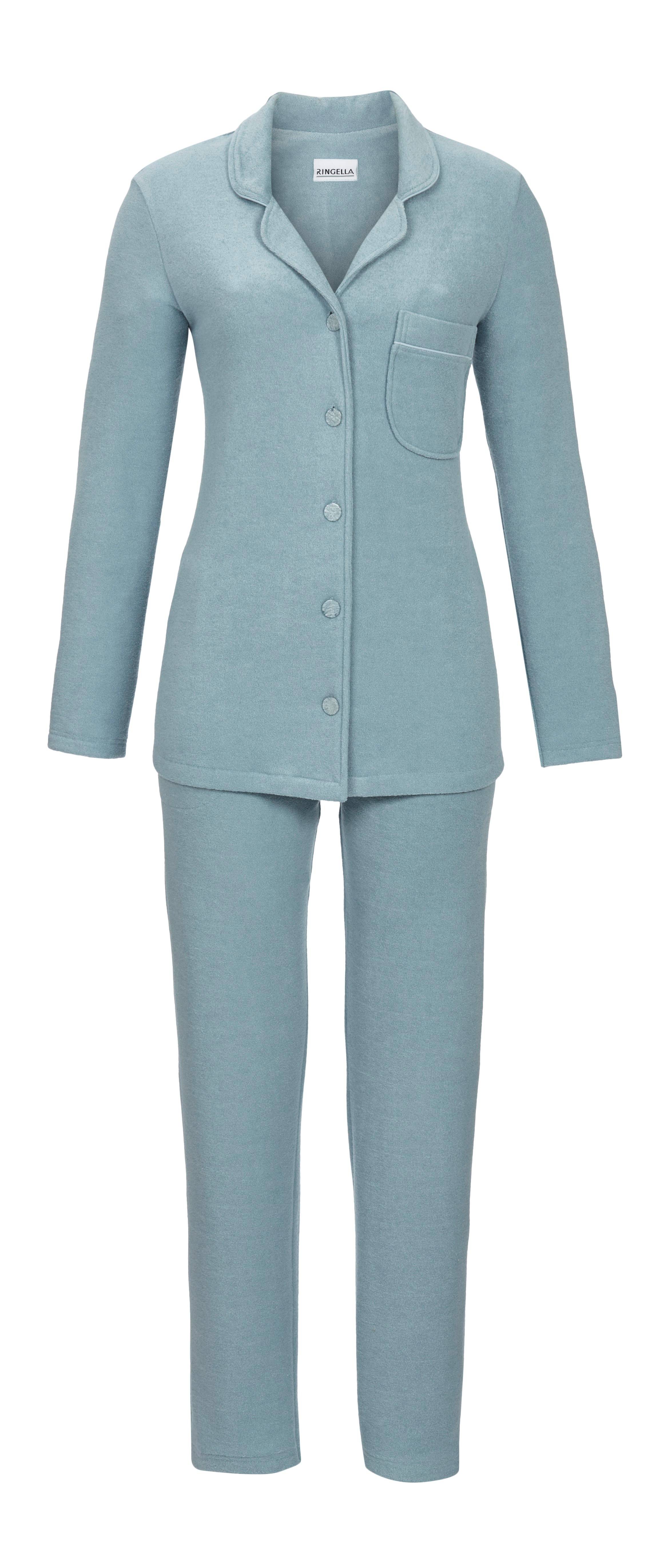 Pyjama aus Flauschfrottee mit Kragen