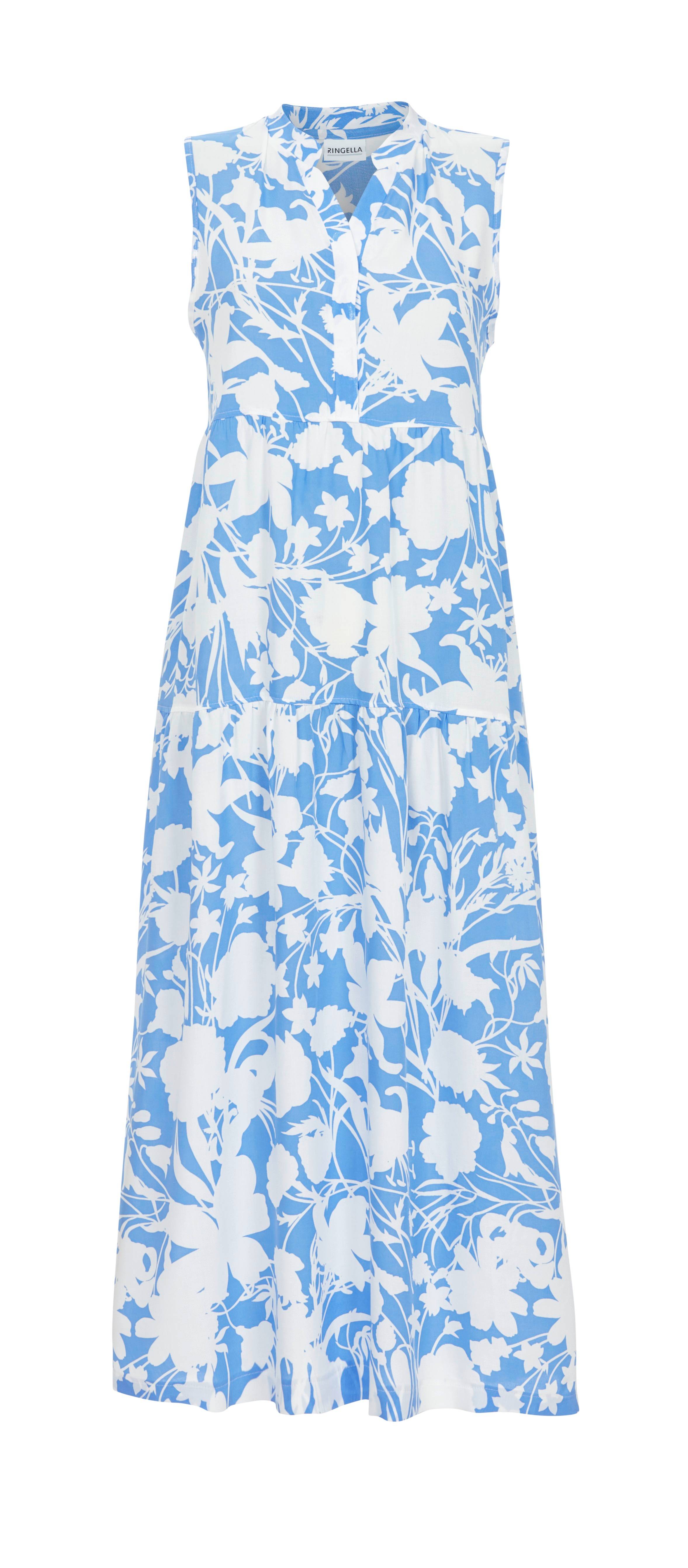 Ärmelloses Maxikleid in Stufenoptik