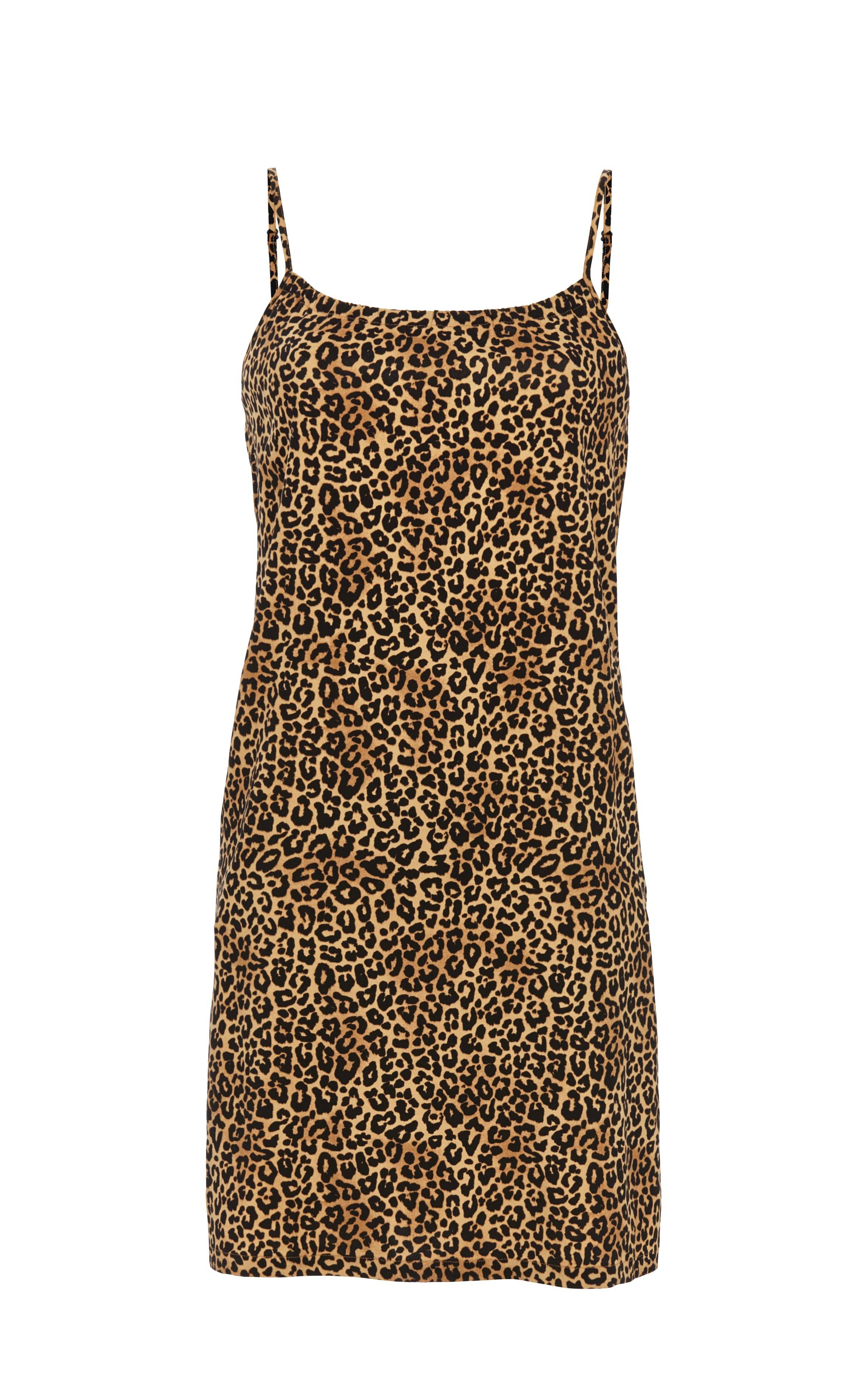 Kleid mit Leo-Print und Spaghettiträgern