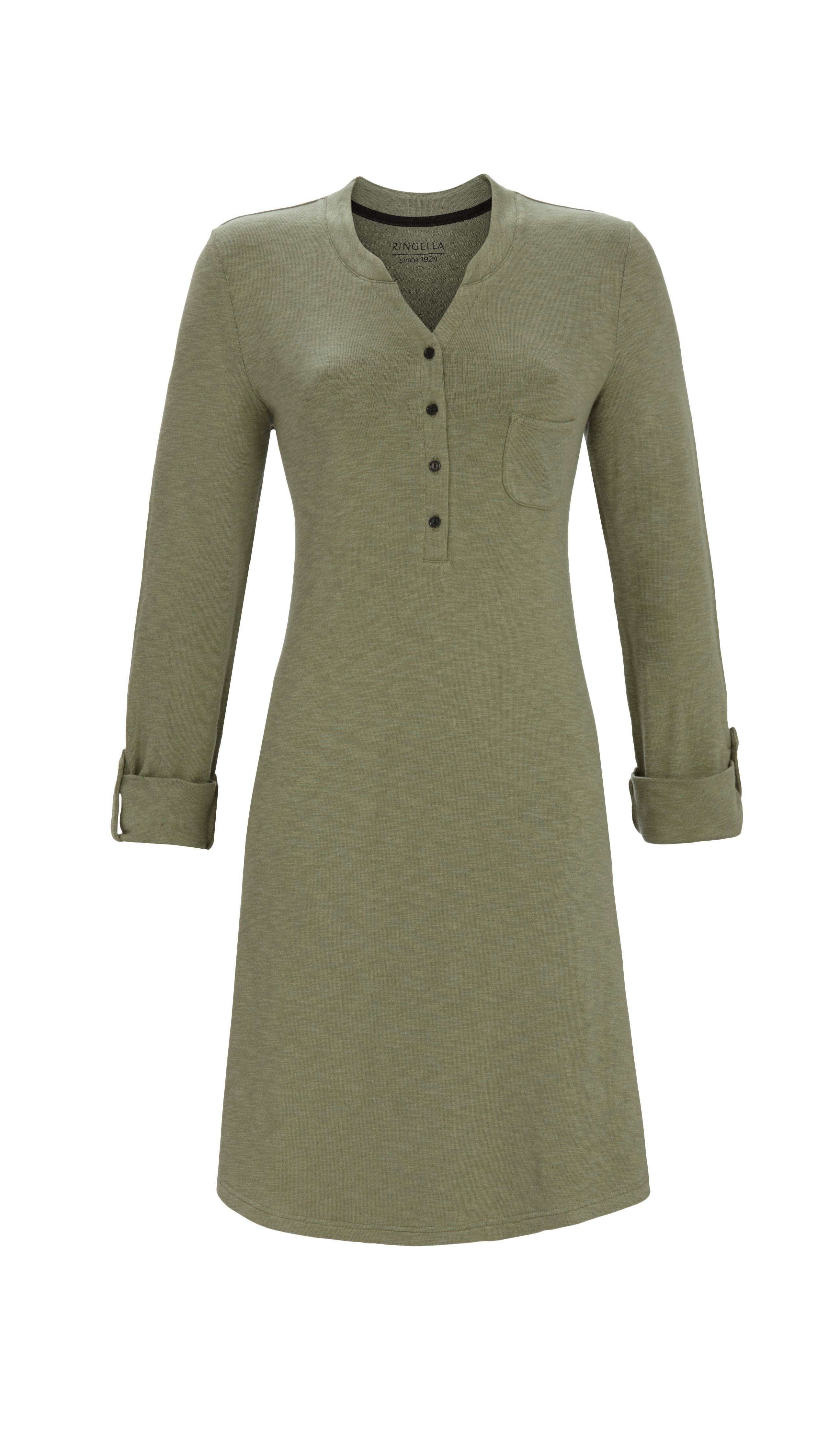 Nachthemd mit Knopfleiste und Krempelarm