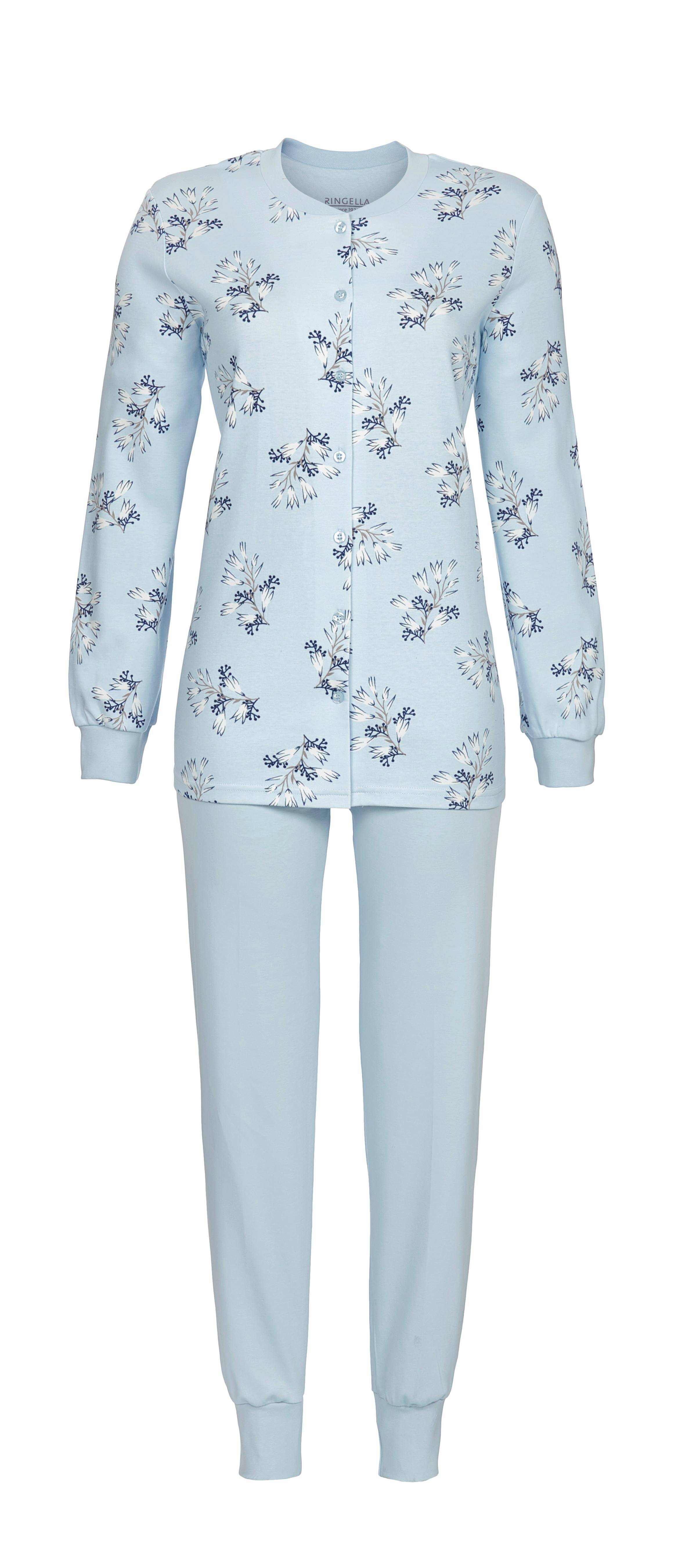 Pyjama durchgeknöpft und mit Strickbündchen