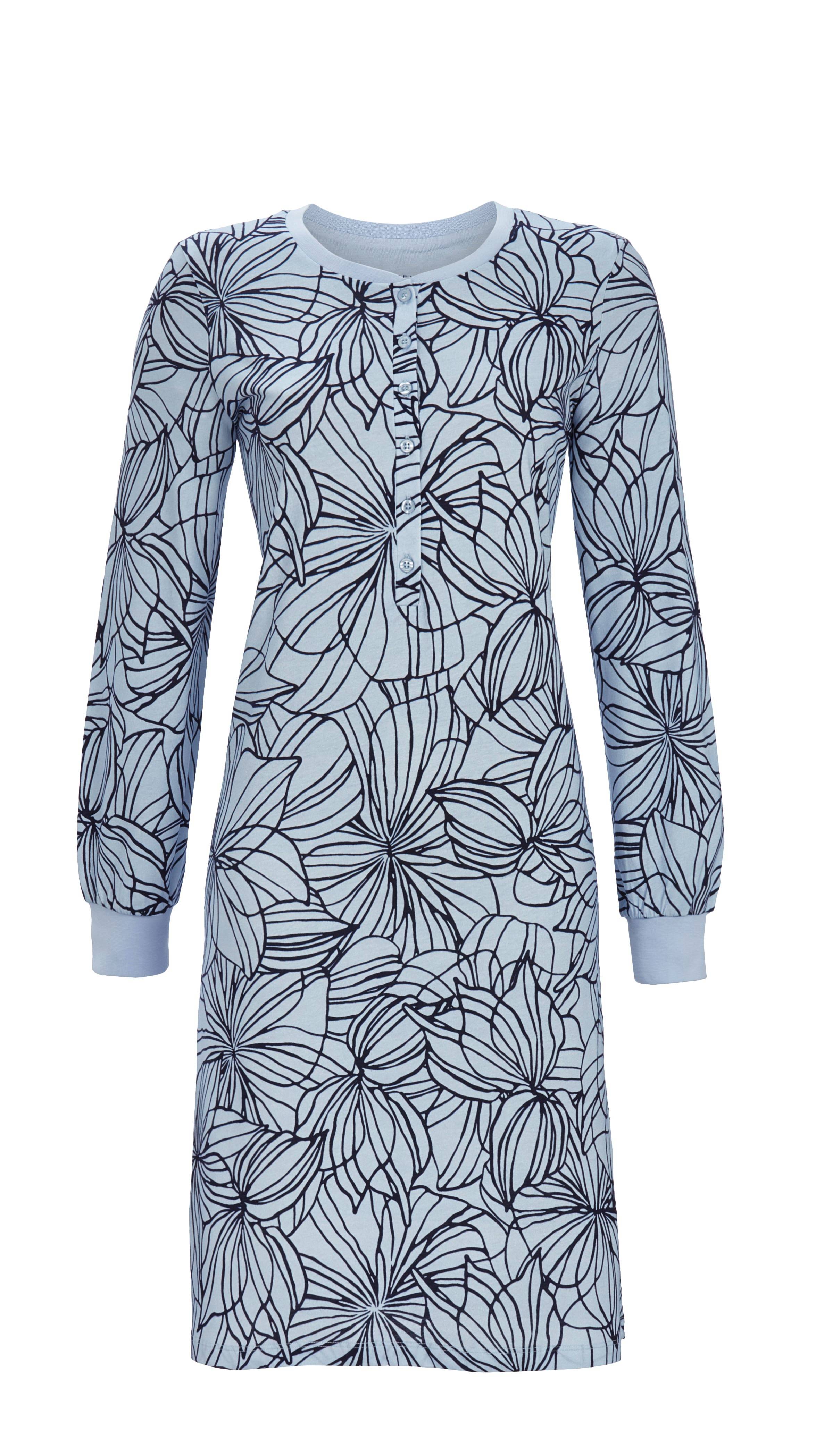 Nachthemd mit Abstraktdessin und Strickbündchen