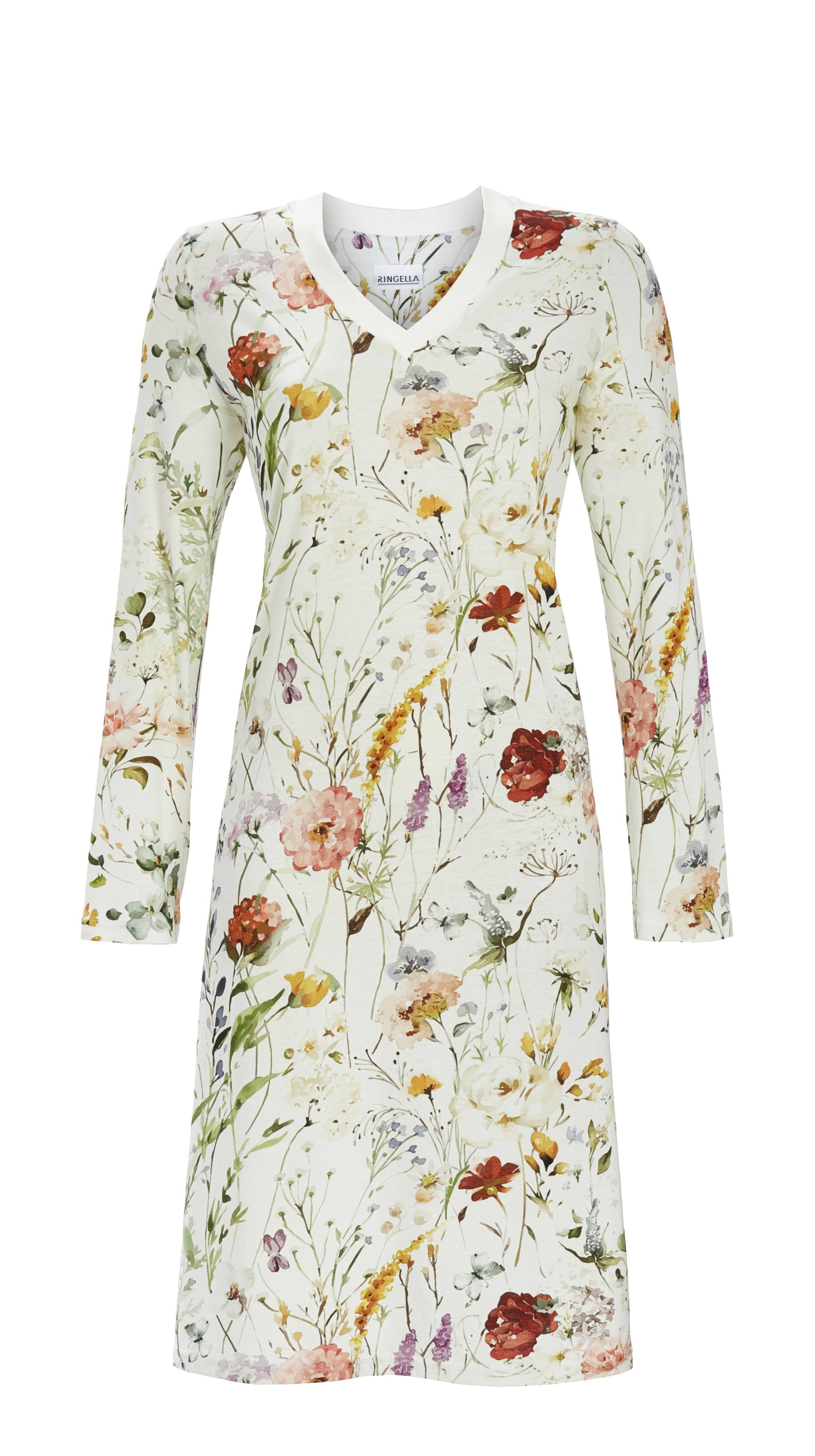 Sleepshirt mit Blumendessin und V-Ausschnitt