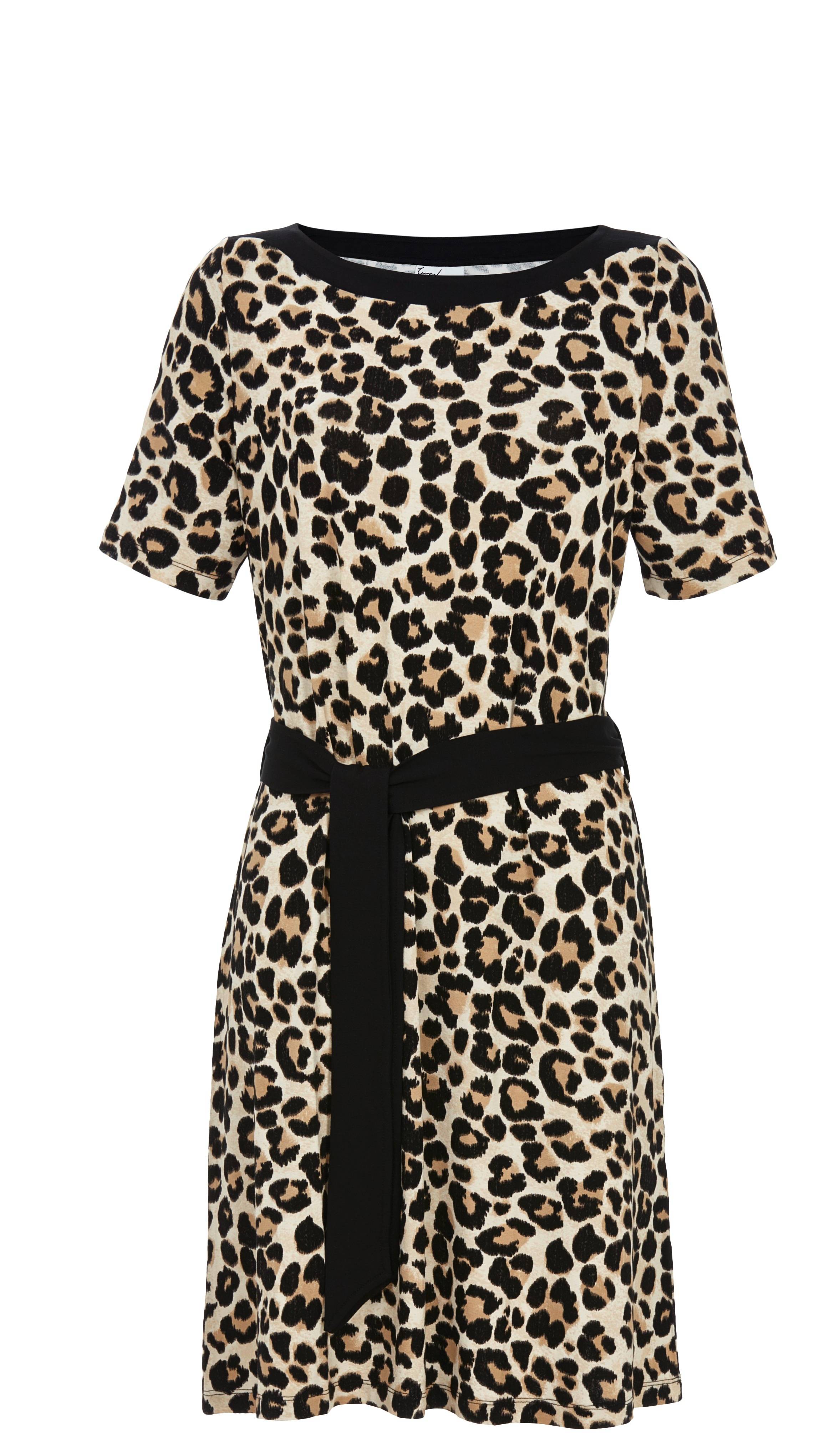 Sommerkleid mit Animal-Print und Gürtel