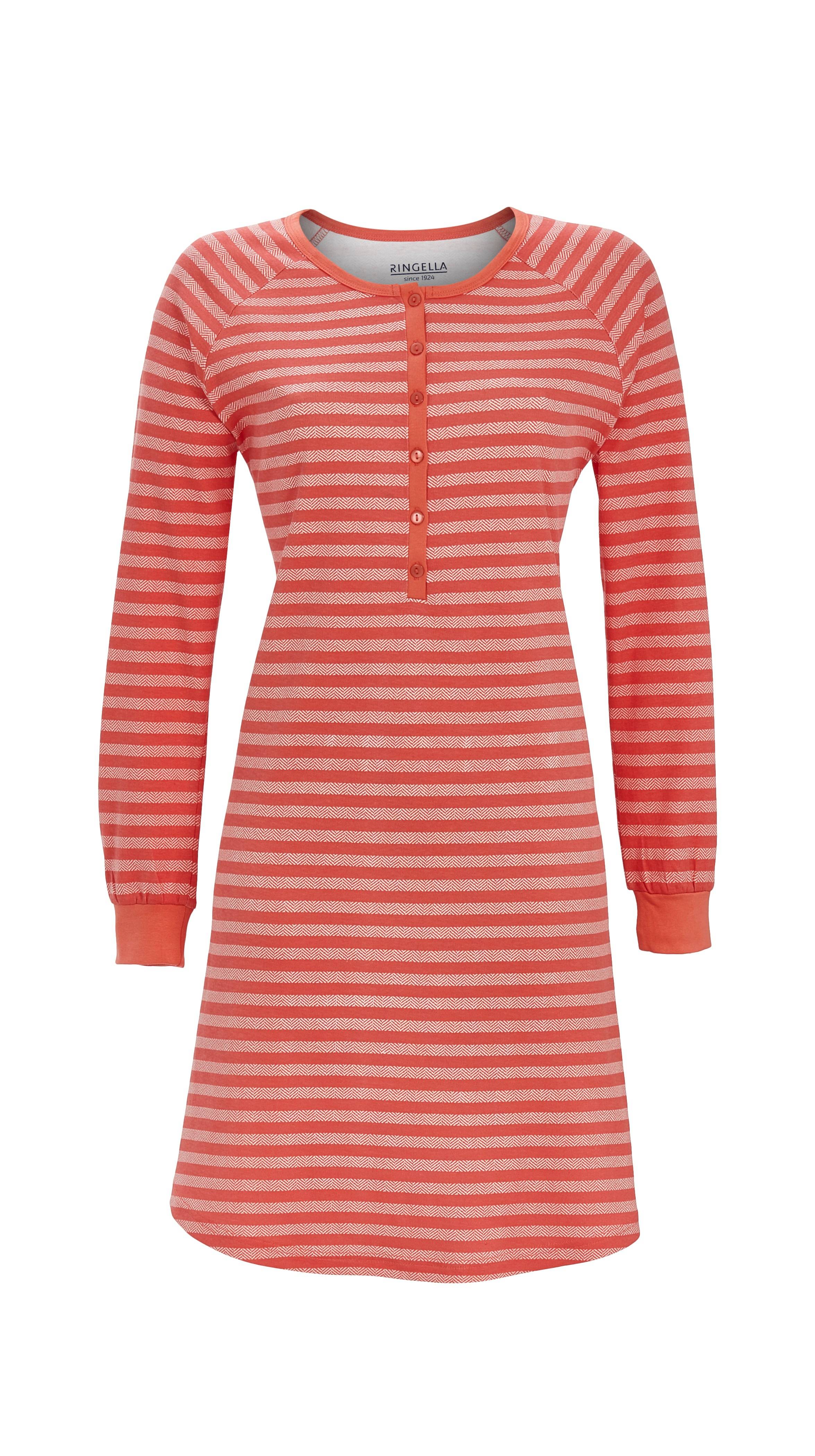 Geringeltes Nachthemd mit Knopfleiste