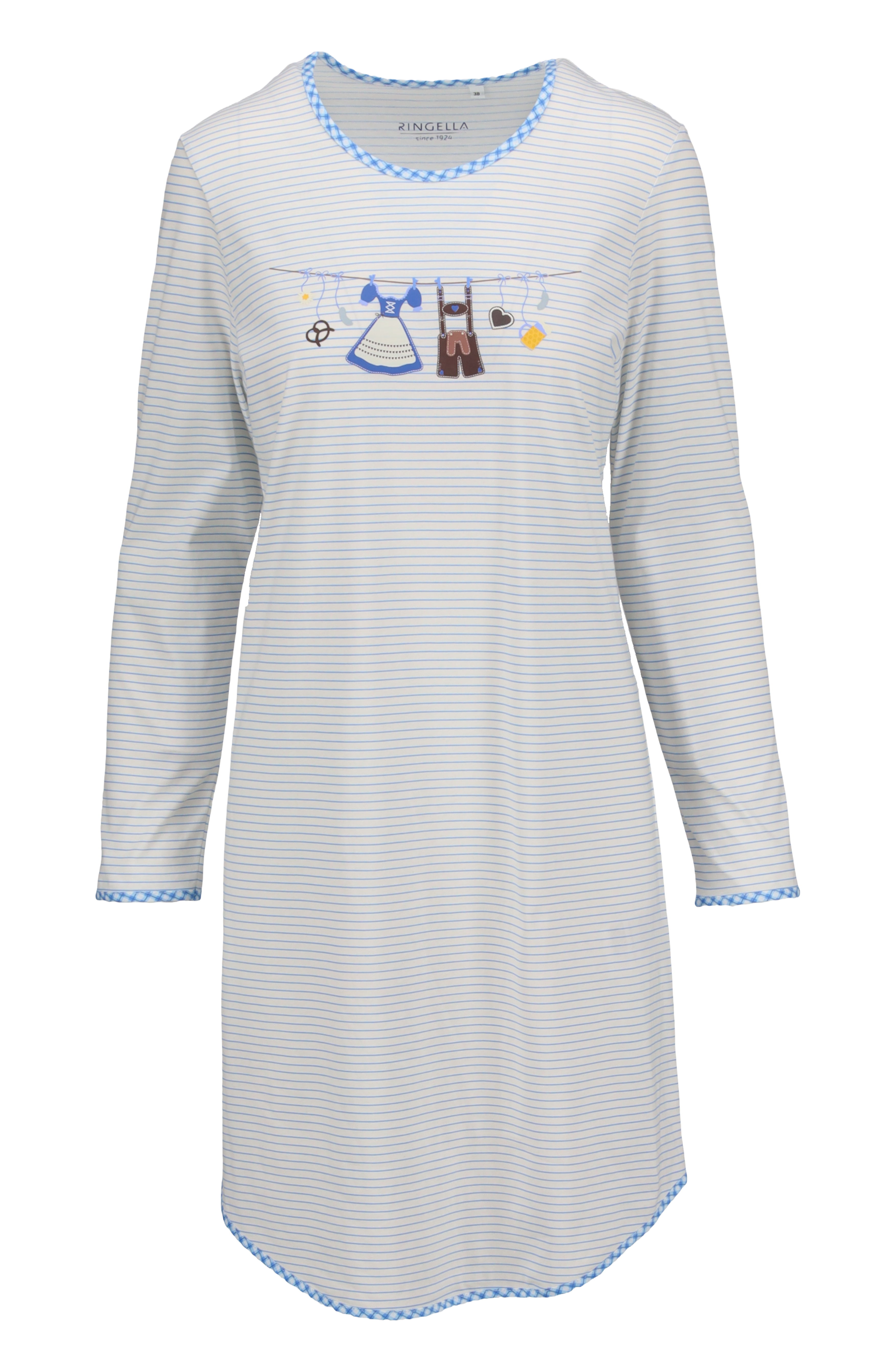 Sleepshirt mit feinem Ringel und Motivdruck