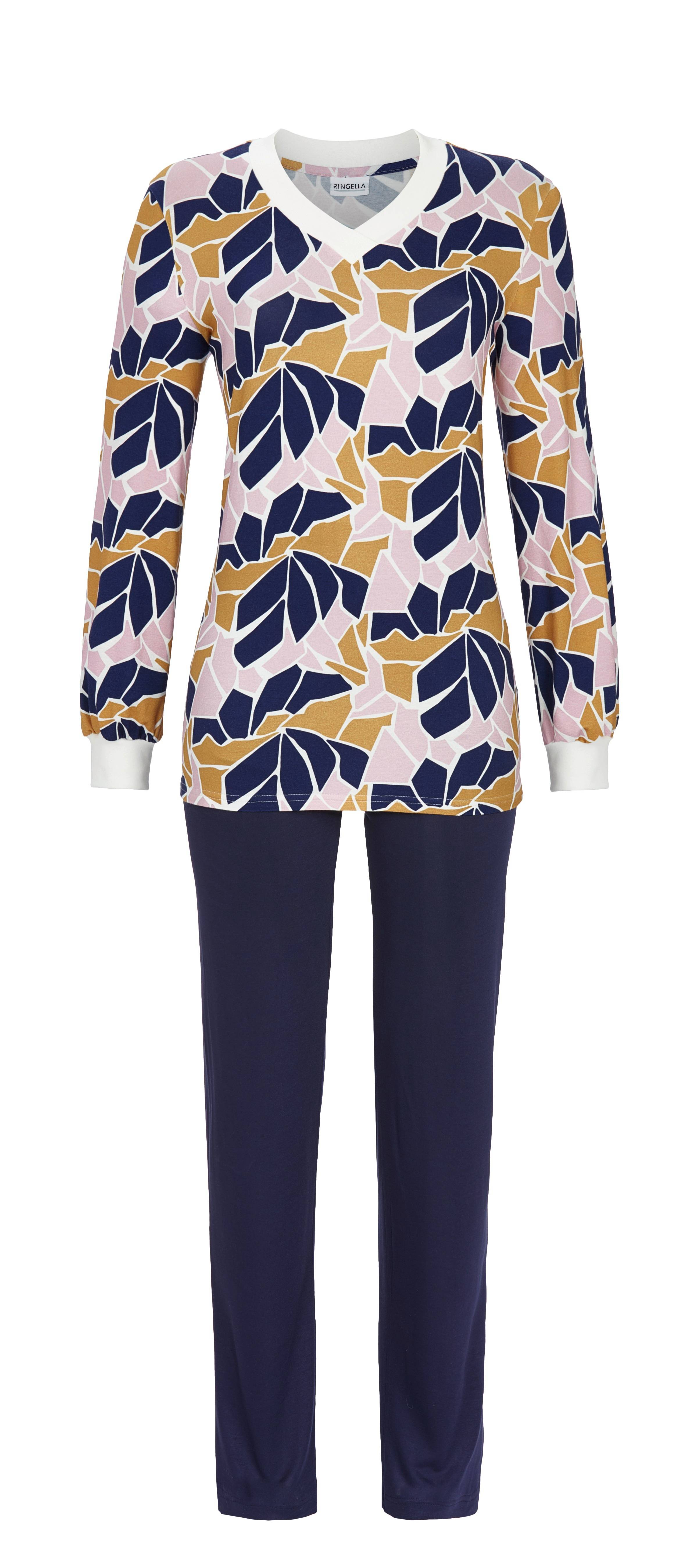 Pyjama im Abstraktdessin mit Strickbündchen