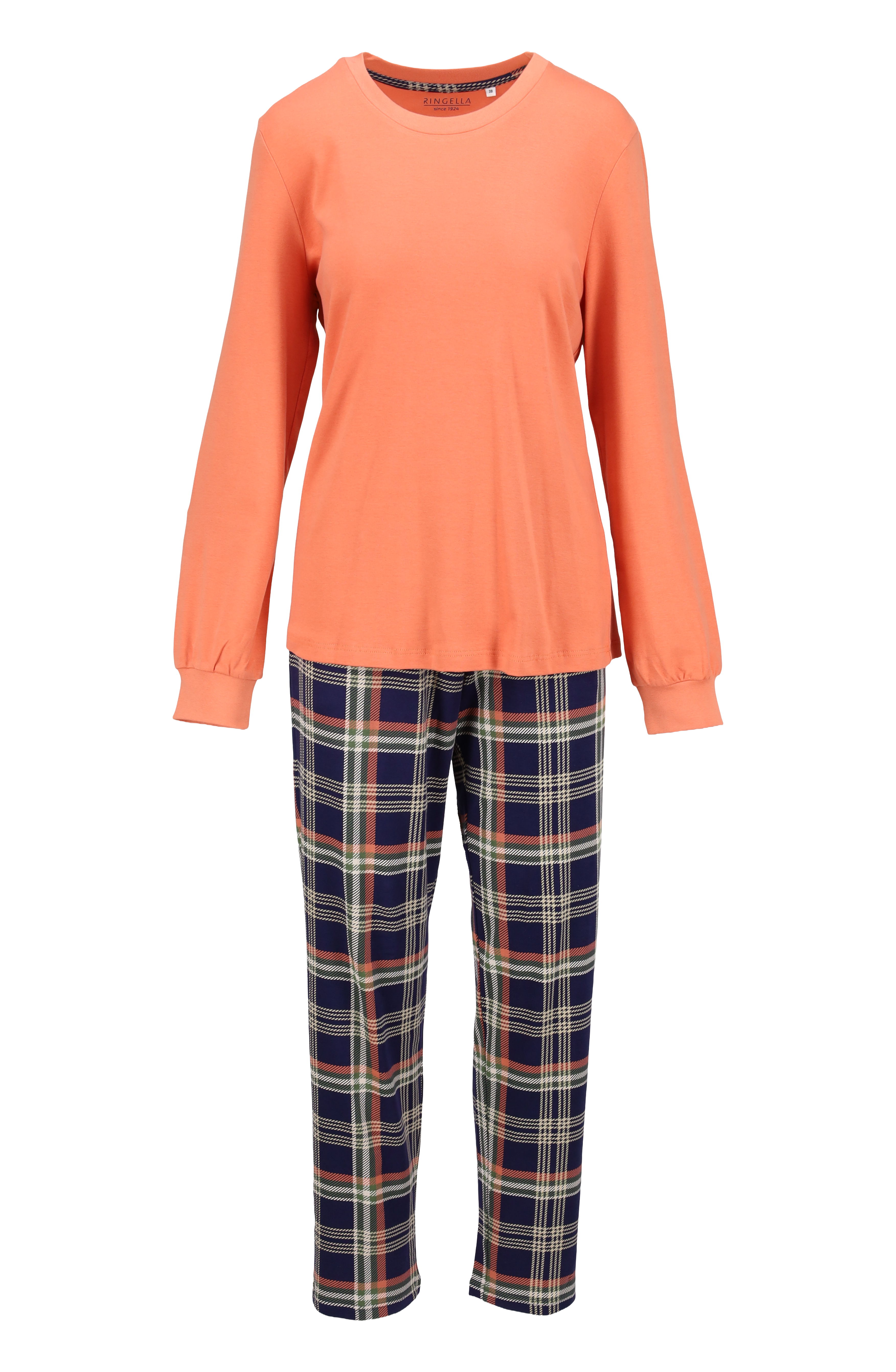 Pyjama mit Strickbündchen und karierter Hose