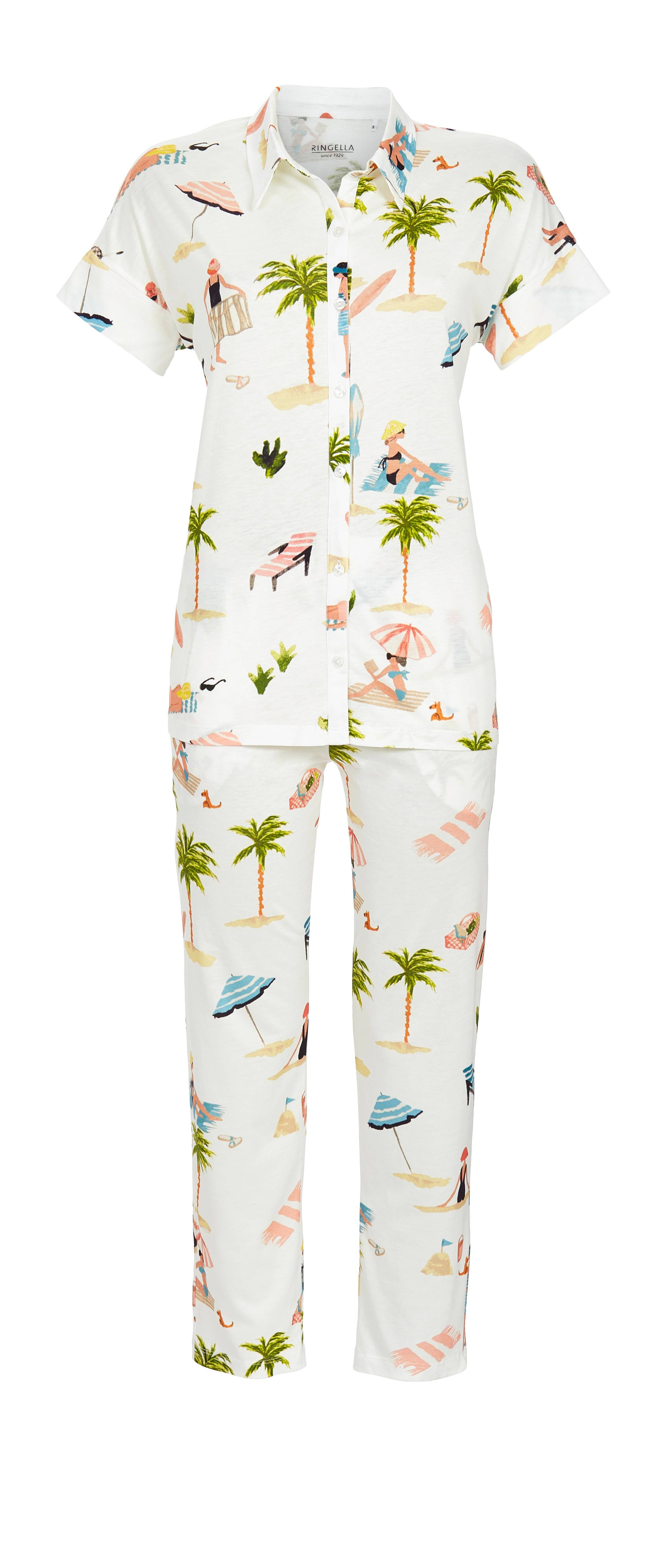 Pyjama mit Knopfleiste und 7/8 Hose