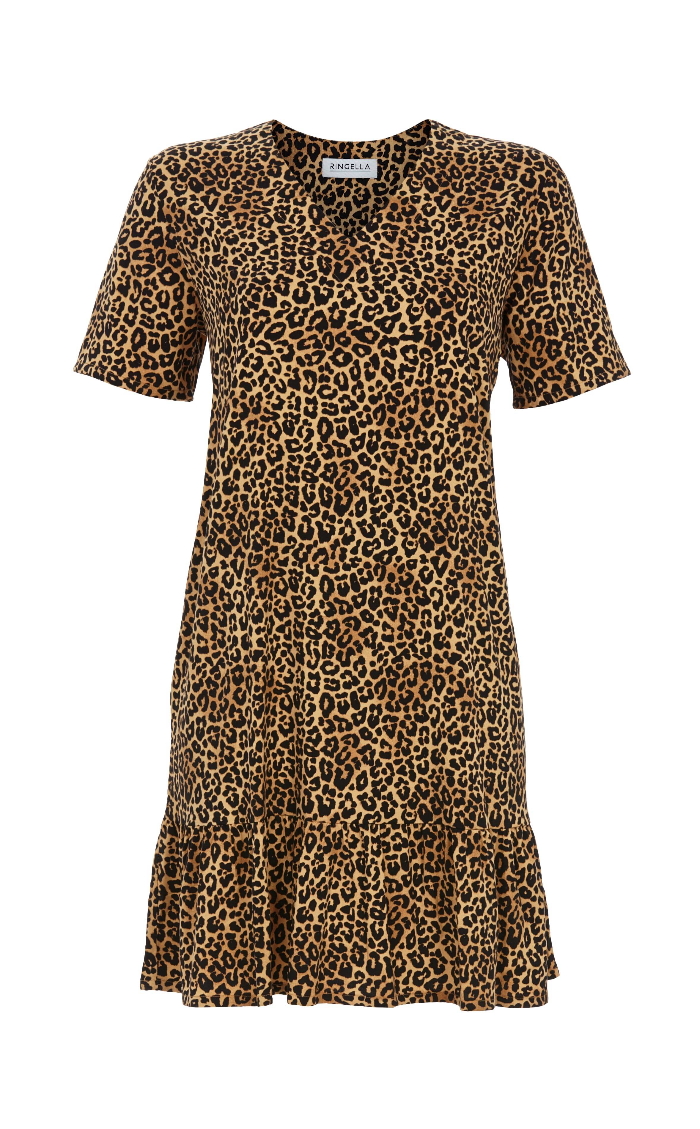 Webkleid mit V-Ausschnitt und Volant